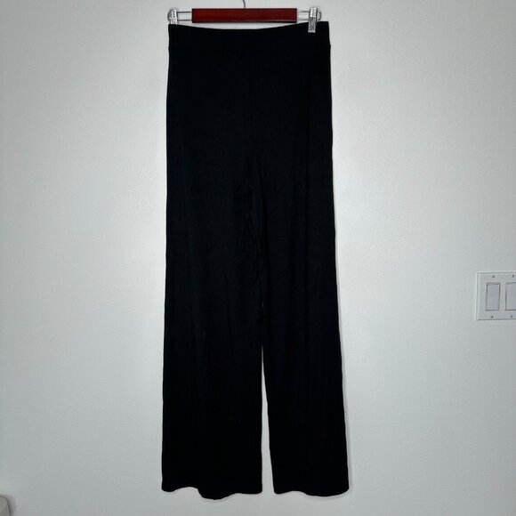 Aerie Offline Thumbs Up Heavyweight Ribbed Knit Wide Leg Pants Size M Black - Picture 2 of 10